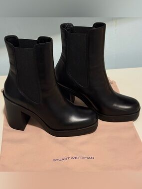 Stuart Weitzman Black Platform Chelsea Boots Size 8.5 NEW